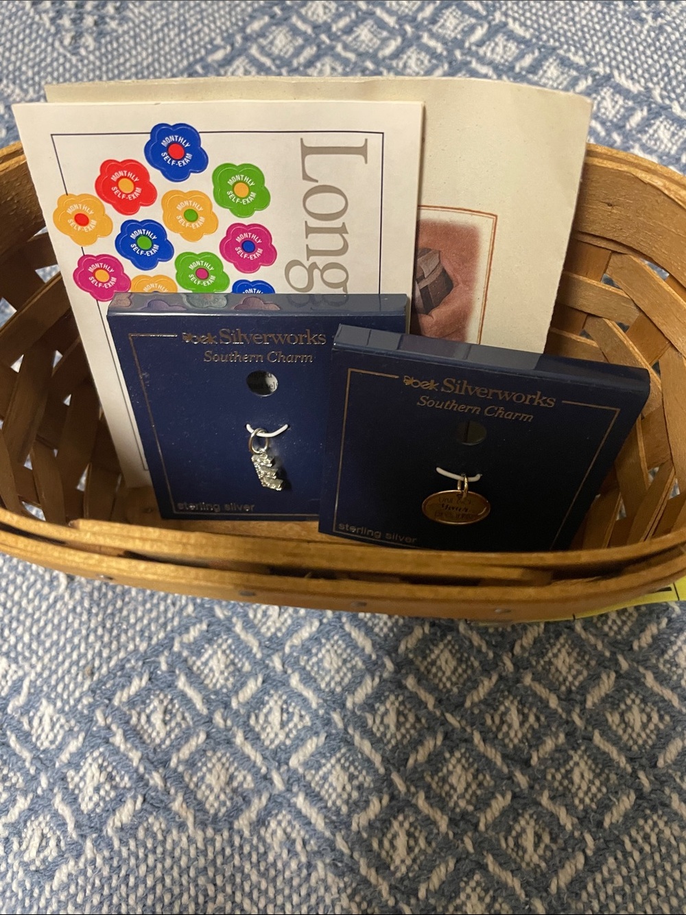 Longaberger cancer basket with sticker check your breast